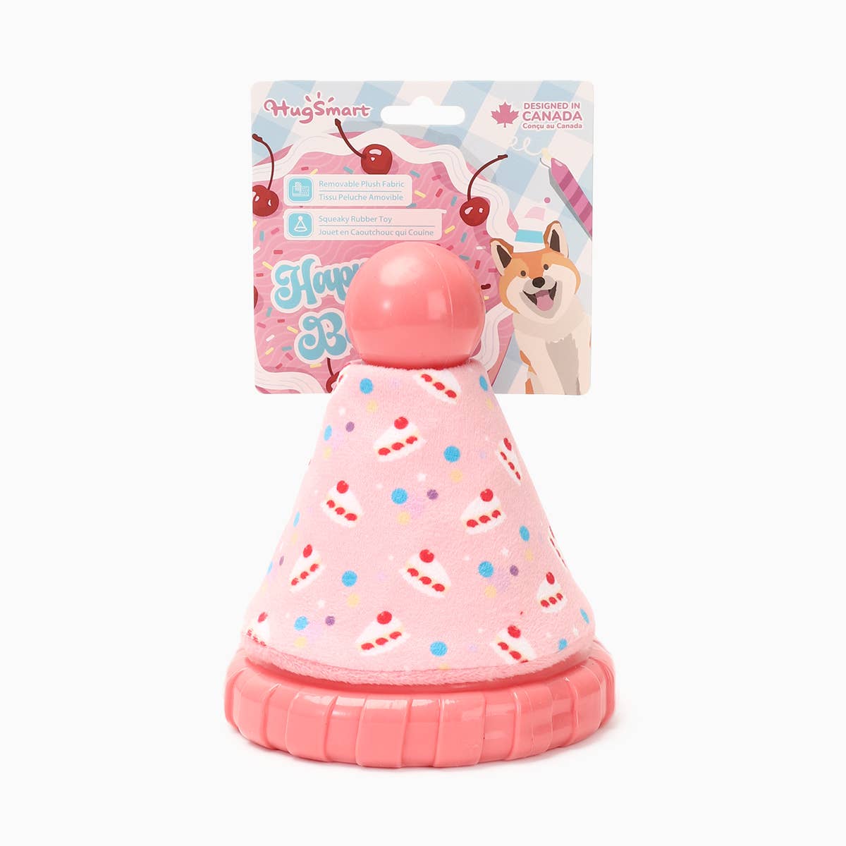 Yappy Birthday Pink Party Hat - Rubber Dog Toy